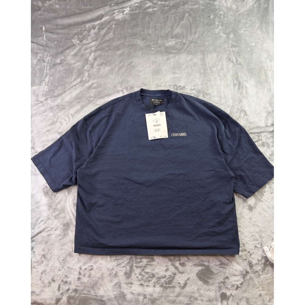 Zara Willy Chavarria Para Boxy Graphic T-Shirt Contemporary Mens L Blue NWT